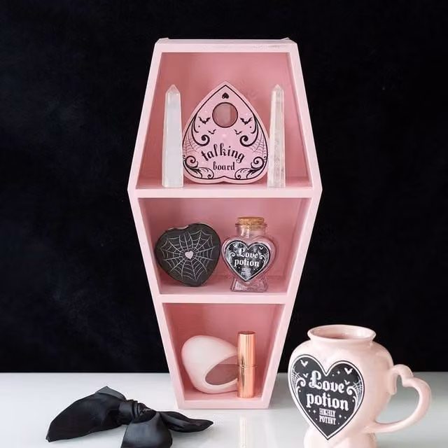Uniqueful Pink Coffin Wall Mounted MDF Shelf with Back Panel