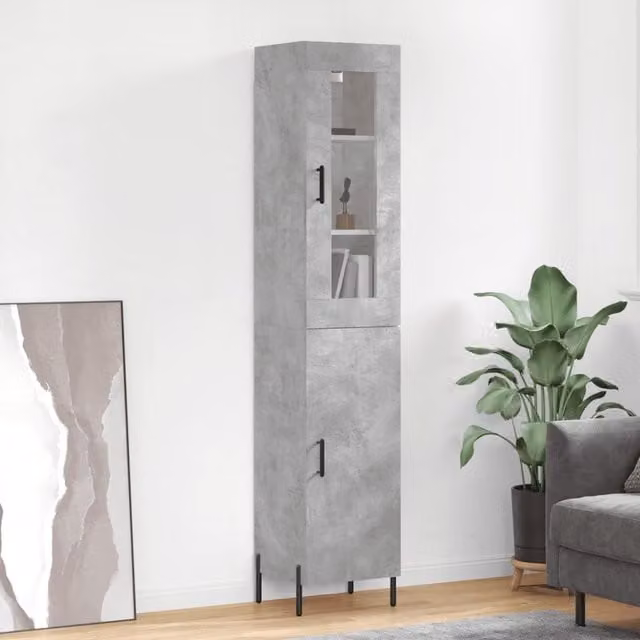 Berkfield Home Modern Highboard in Concrete Grey, H 180 x W 34.5 x D 34 cm – 1