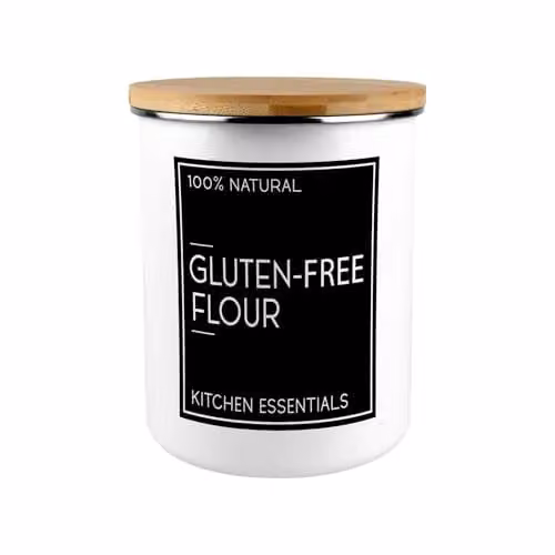 Purely Home Inverted Minimalist Enamel Flour Storage Canister with Bamboo Lid in Black and White – 1