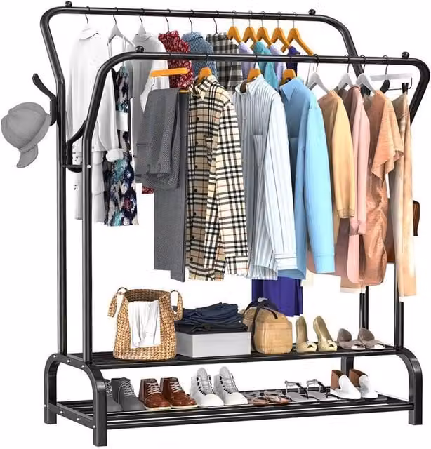 SPETLEK Matt Black Metal Clothes Rail and Garment Hanging Rack Display Stand – 1