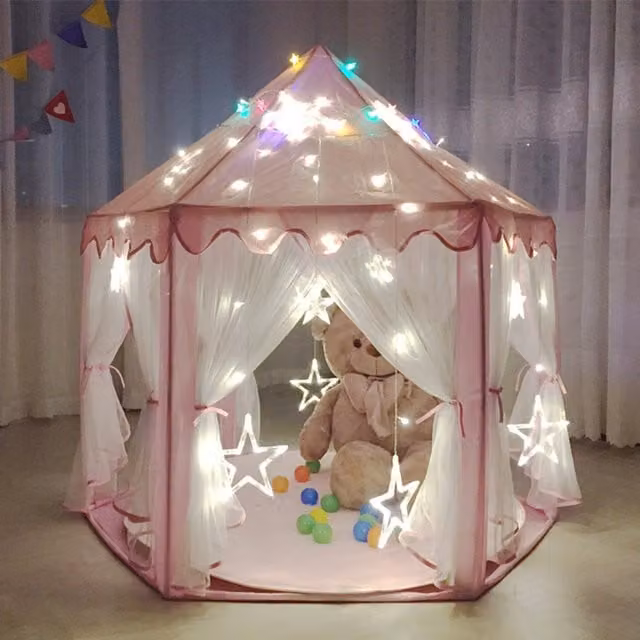 Livingandhome Pink Textile Kids Play Tent for Creative and Social Fantasy Play