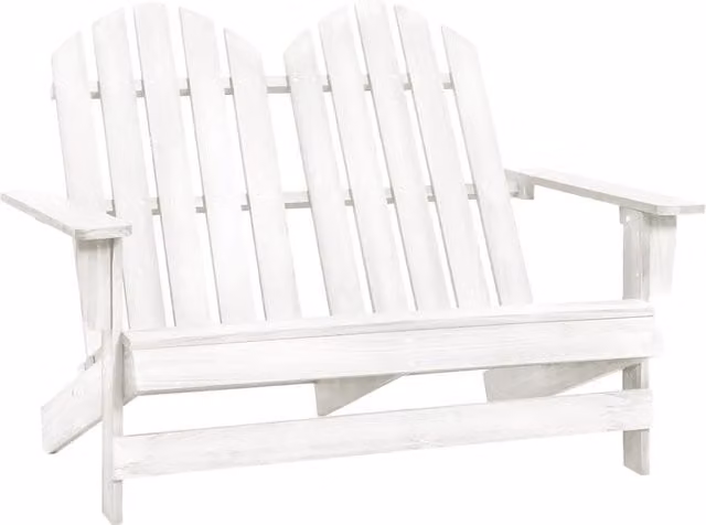 Berkfield Home 2-Seater Adirondack Garden Chair in White Treated Hardwood