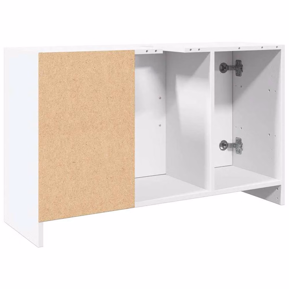 Berkfield Home White Freestanding Bathroom Sink Cabinet with Hinged Doors and Open Shelf, W/D/H: 90 x 29 x 55 cm – 2