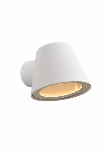 Lucide Dingo LED Dimmable Outdoor Wall Light, White Metal and Glass, GU10, IP44 – 1