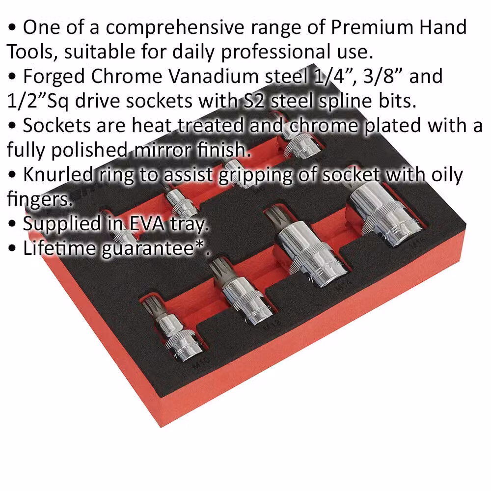 Loops 8pc Ribe Star Socket Bit Set in Silver, S2 Steel and Chrome Vanadium with 1/4", 3/8" and 1/2" Square Drives – 2