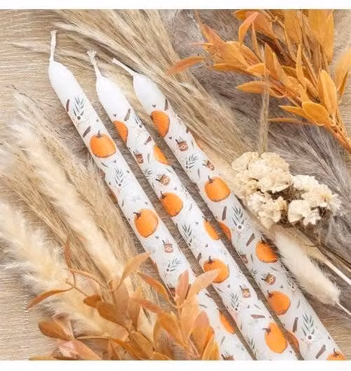 KDMD Set of 3 Pumpkin Taper Candles in White
