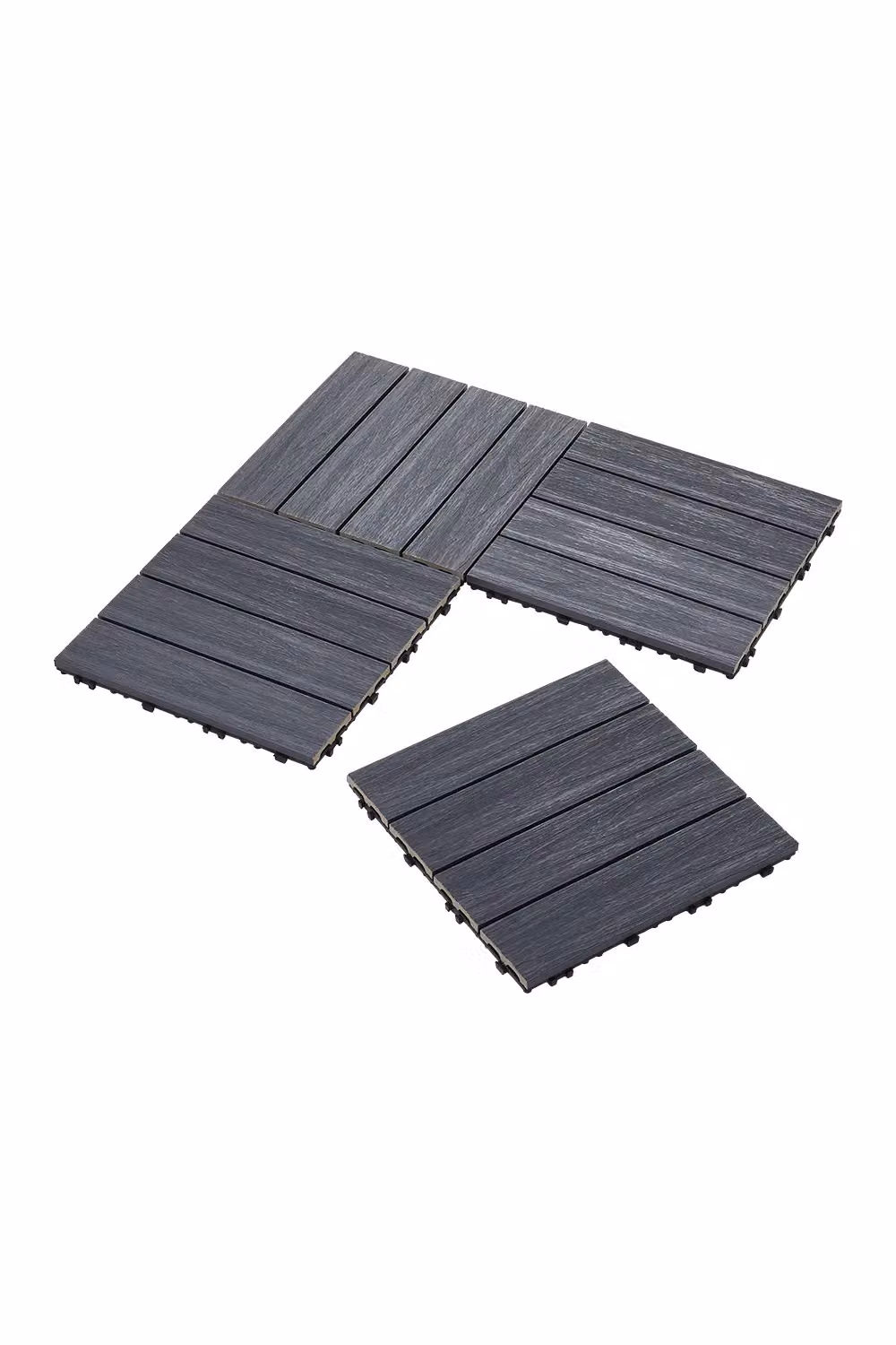 Living and Home 11-Piece Dark Grey WPC Interlocking Deck Tiles with Wood Grain Anti-Slip Texture, W/D: 30 x 30 cm – 2