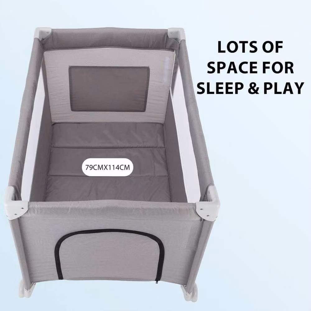 FORGEVIO Folding Travel Cot and Playpen with Mattress in Grey – 3