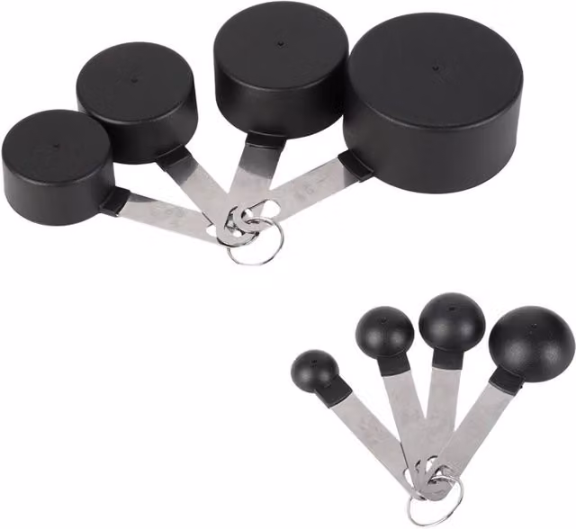 KDMD 8 Pack Stainless Steel Measuring Cups and Spoons Set with Handles in Black – 1