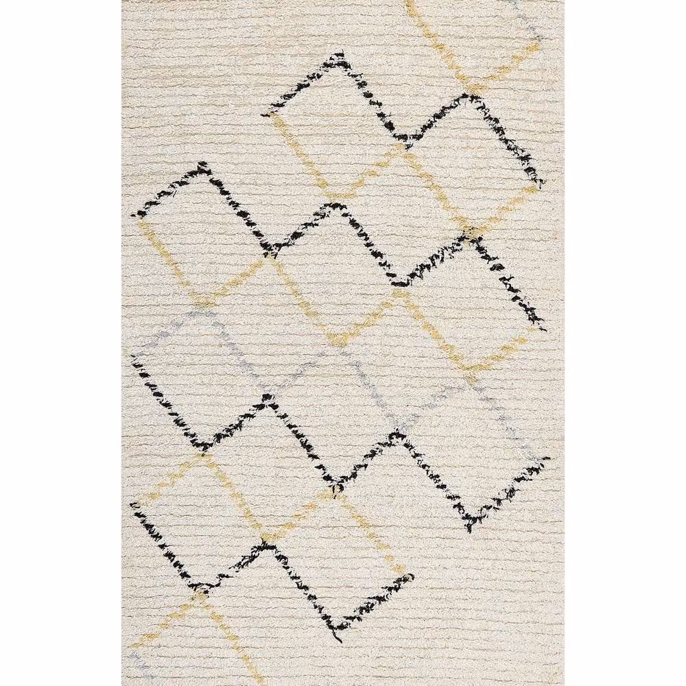 Wyld and Coco Beige Cotton Geometric Area Rug, Hand-Tufted, W: 80 cm, L: 150 cm – 2