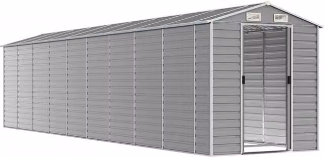 Berkfield Gable Garden Shed in Light Grey Galvanised Steel, W/D/H: 191 x 810 x 198 cm – 1