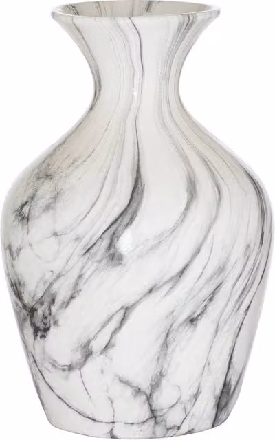 Love Lace White Ceramic Marble Ellipse Large Tabletop Vase