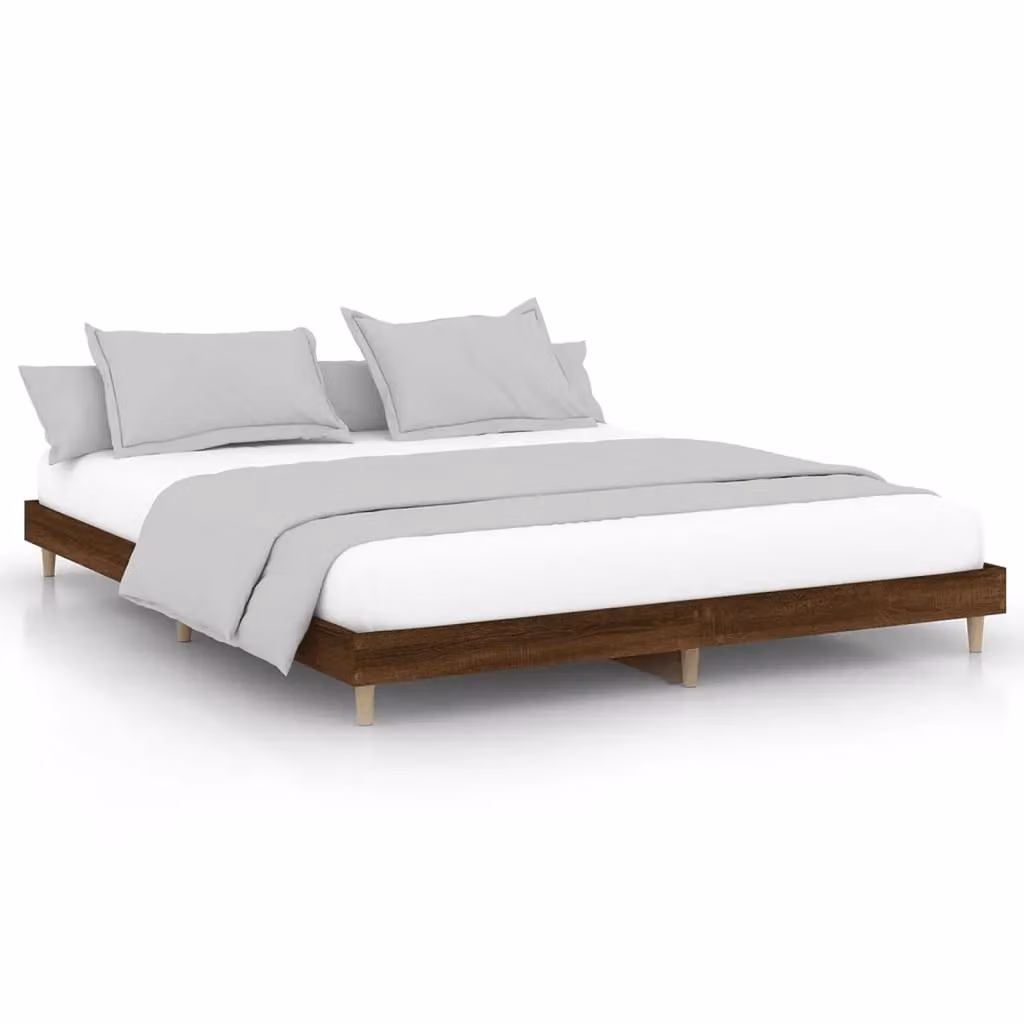 Berkfield Home Small Double Bed Frame in Brown Oak, Engineered Wood, W: 120 cm, D: 200 cm – 2