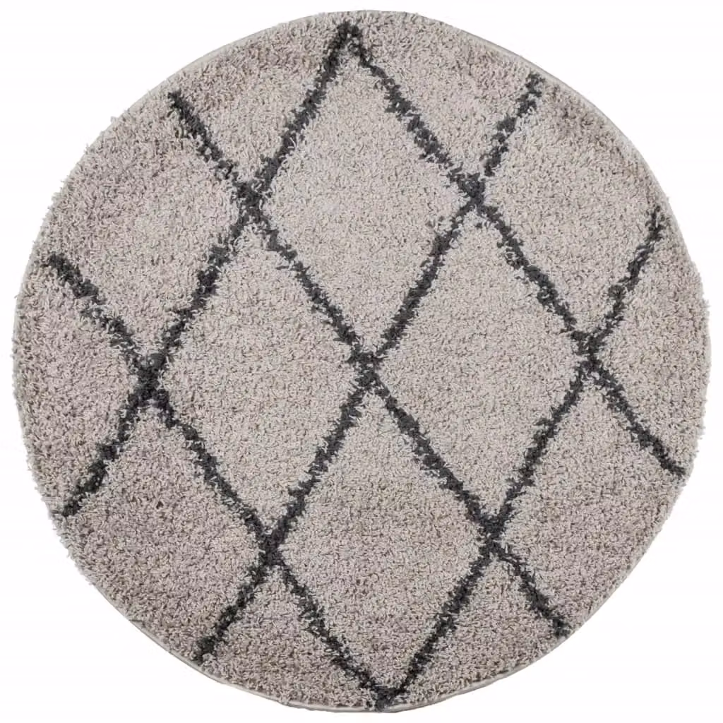 Berkfield Home Pamplona Round Shaggy Rug in Beige and Anthracite, Diameter: 100 cm – 1