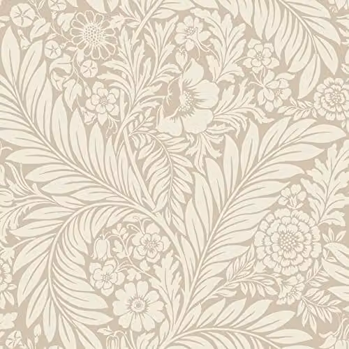 Belgravia Decor Florence Leaf Floral Wallpaper in Beige and Sand