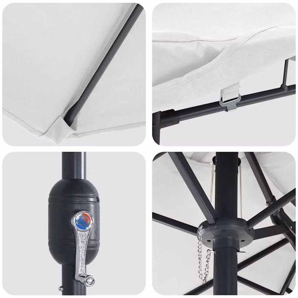 Berkfield Home Folding Garden Parasol in Sand, W/D/H: 385 x 209 x 244 cm – 4