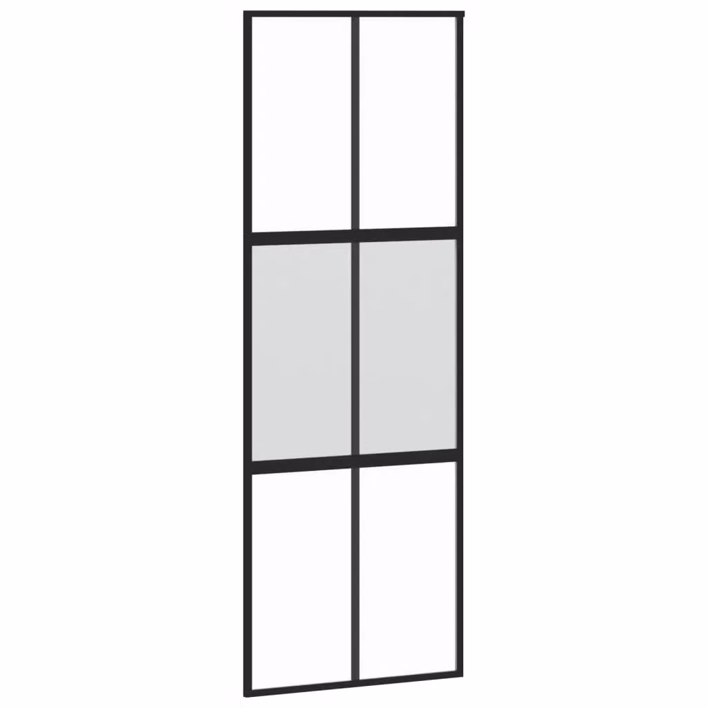 Berkfield Home Minimalist Sliding Door in Black with Transparent Tempered Glass and Aluminium, W: 76 cm, H: 205 cm – 2