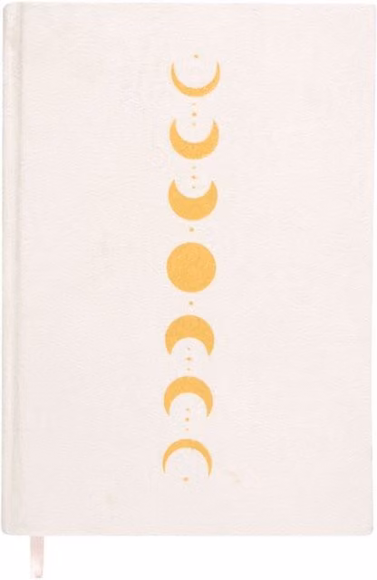 KDMK Moon Phase Velvet A5 Hardcover Lined Notebook in Yellow, Gold and White