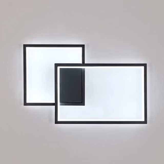 Pheashine Black Modern Aluminium LED Wall Light, 34W, 6500K Cool White, Up and Down Square Fixture