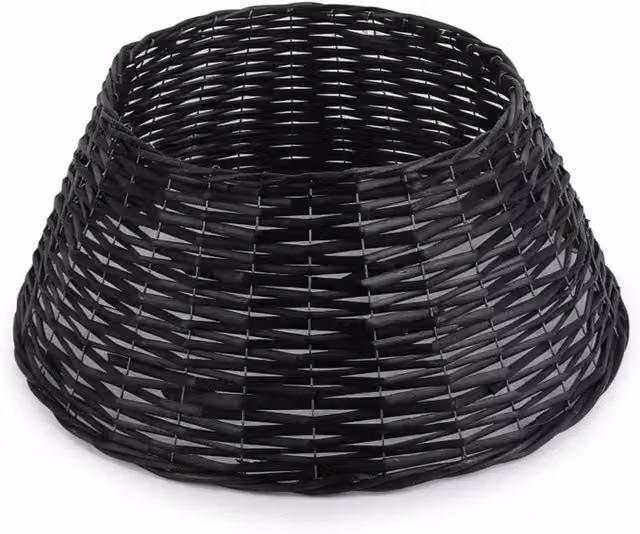 SPETLEK Black Christmas Natural Large Willow Wicker Woven Rattan Round Tabletop W: 100 cm, D: 60 cm – 1