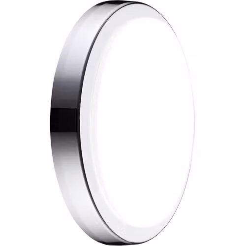 Luceco LED Round Surface Mount Bulkhead Light with CCT Colour Change Temperature, IP54 Rated, 14W, 1300lm, White/Chrome – 1