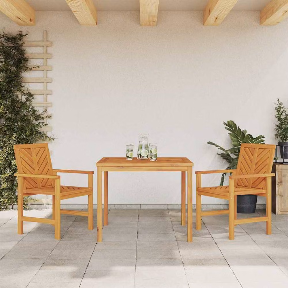 Berkfield Home 3 Piece Brown Acacia Wood Garden Dining Set – 3