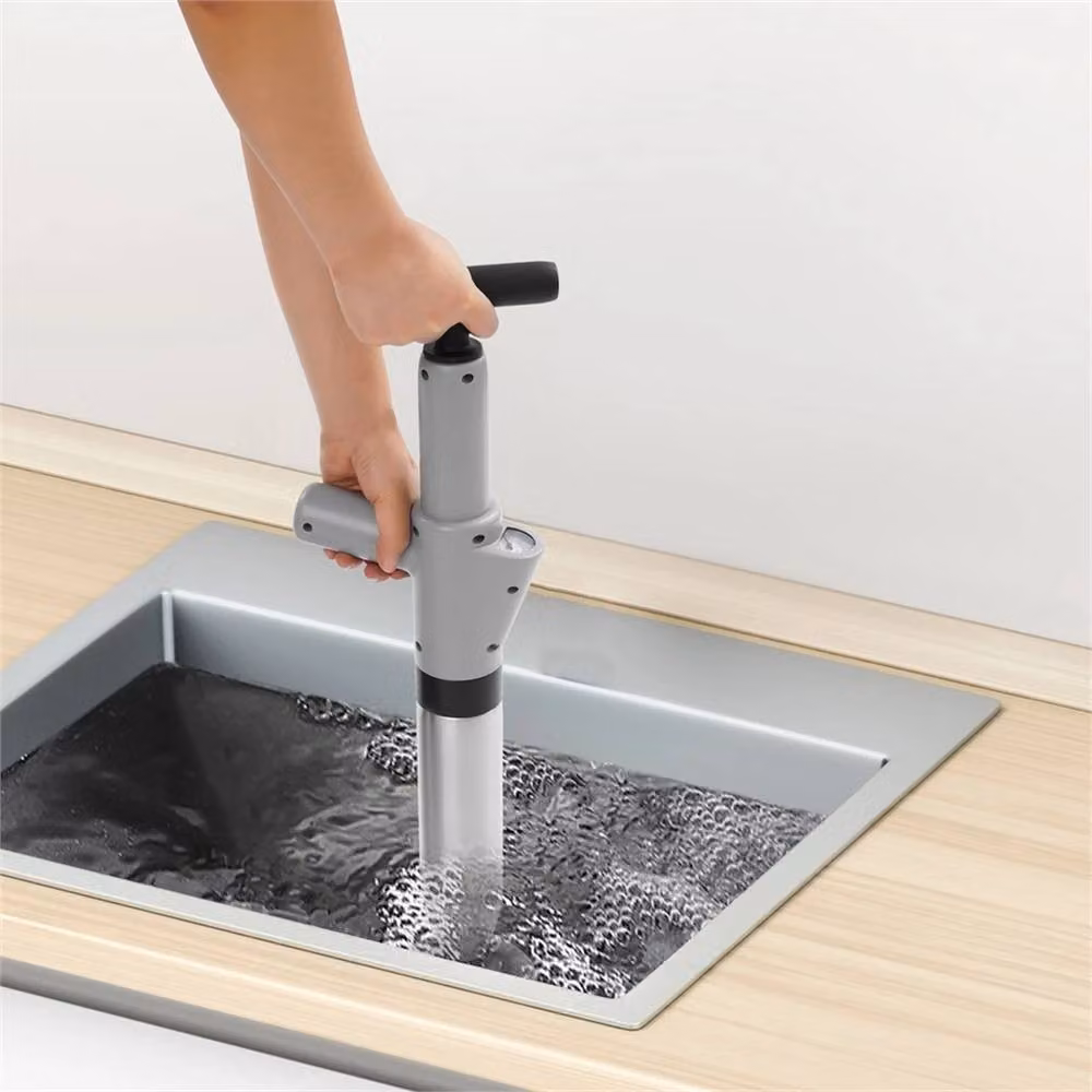 VOGREX Air Pipe Unblocker Kit with 3 Heads and High Pressure Plunger Tool in Grey – 4
