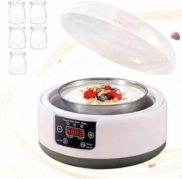 FLAVORA Automatic Yogurt Maker Machine with Adjustable Temperature, White, W: 100 cm, D: 15 cm, H: 15 cm