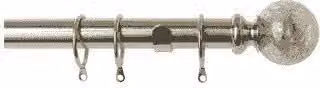 New Edge Blinds Empire End Metal Curtain Pole Set, 25-28mm, Satin Silver