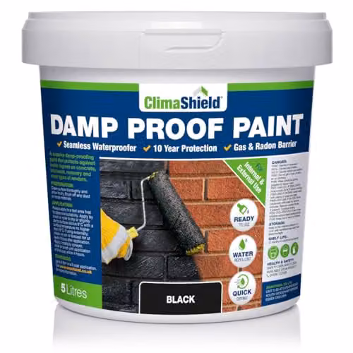 SmartSeal Solvent-Free Damp Proof Paint for Interior and Exterior Walls, Ceilings and Floors, Black, 5 l – 1