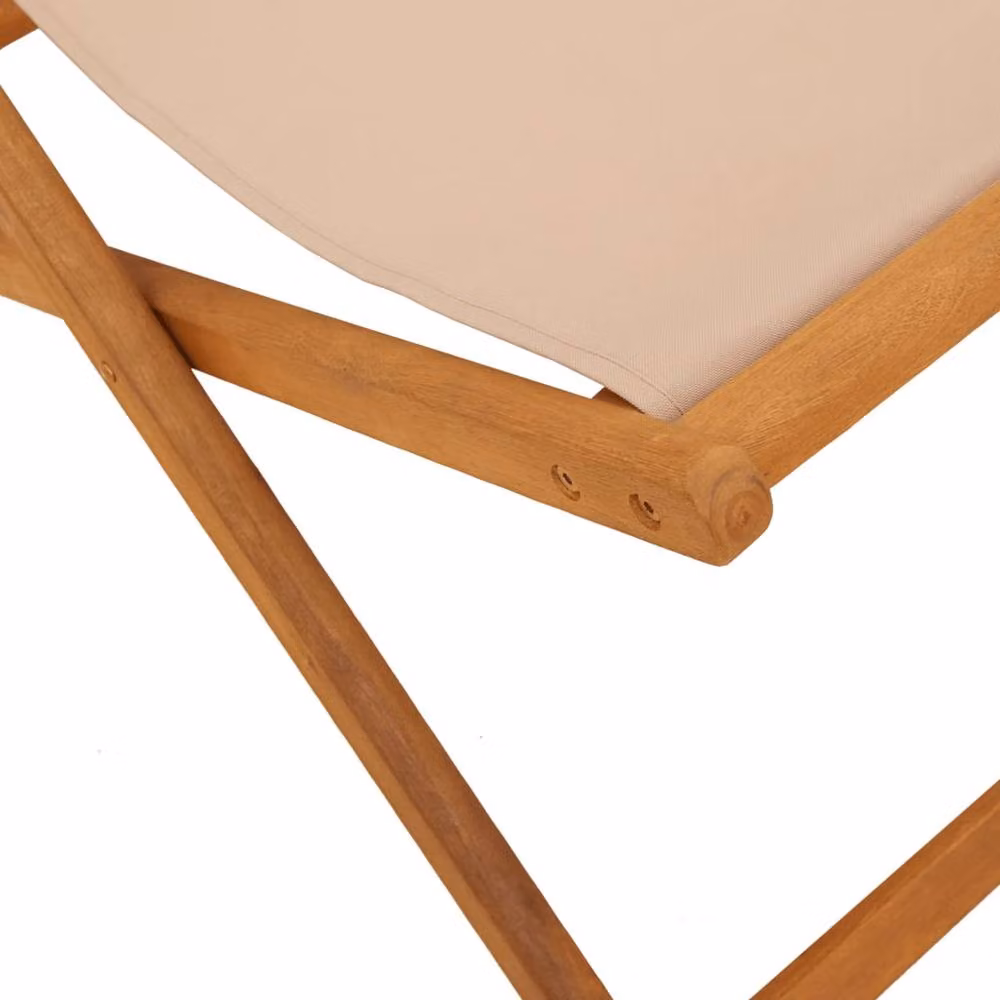 Berkfield Home Set of 2 Folding Beach Chairs in Taupe Fabric and Solid Wood – 5