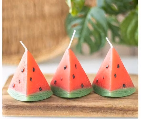 KDMD Set of 3 Watermelon Shaped Candles in Red