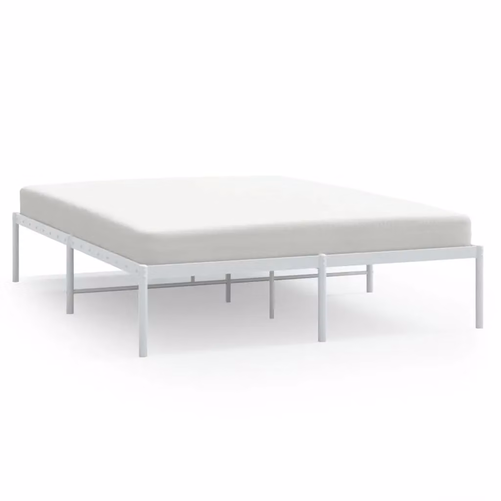 Berkfield Home Classic Metal Bed Frame, White, W/D/H: 150 x 200 cm – 2