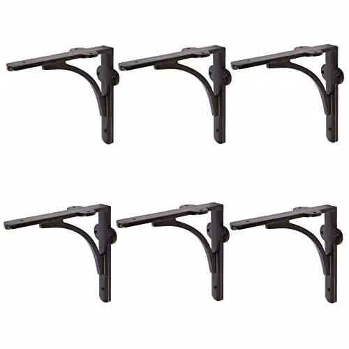 Hammer and Tongs Matt Black Curved Iron Shelf Brackets, Pack of 6, Depth: 150 mm – 2