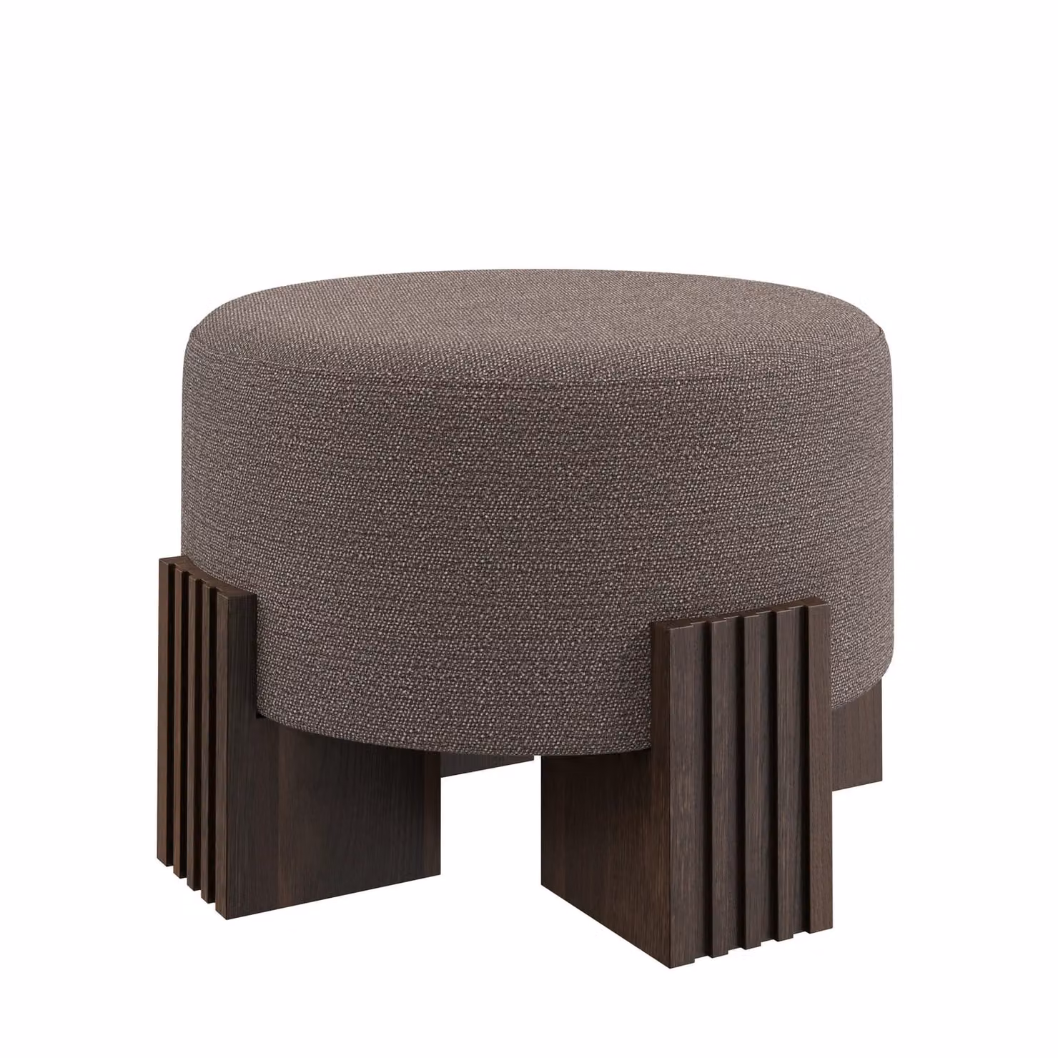 Dome Deco CLARK Art Deco Cylindrical Upholstered Stool in Brown