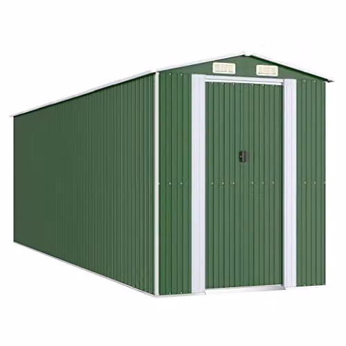 vidaXL Green Galvanised Steel Gable Garden Shed W/D/H: 606 x 192 x 223 cm – 1
