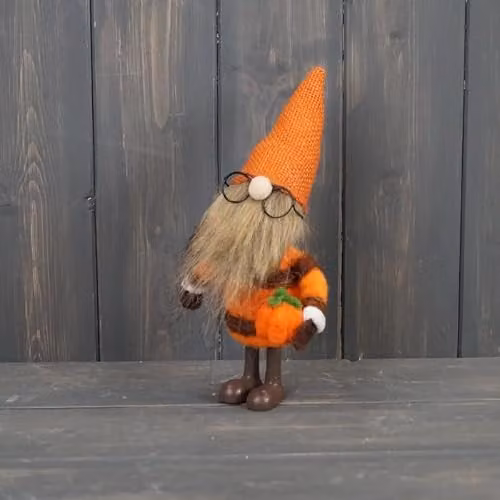Four Candle Orange Wool Autumn Gonk with Pumpkin Decoration