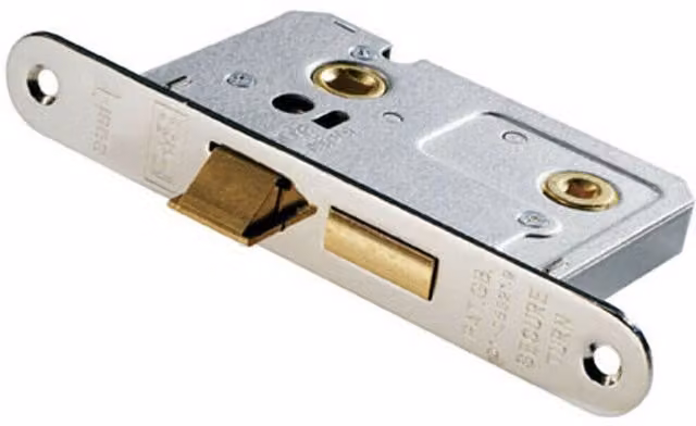 Loops Nickel Plated Silver Bathroom Door Sashlock Latch with 64mm Radius Forend