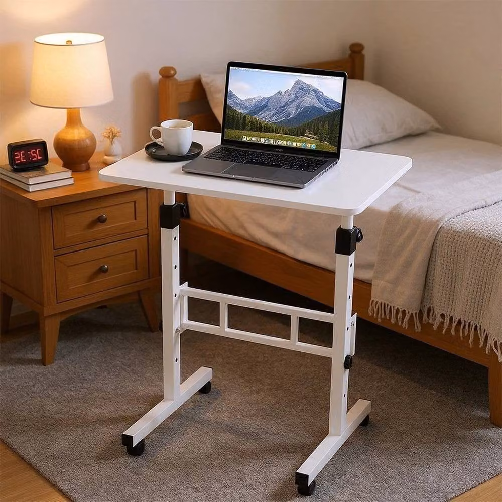 FLAVORA White Height Adjustable Standing Laptop Computer Desk W: 100 cm, D: 60 cm – 3