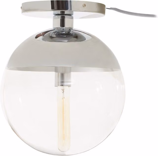 Orsina Modern Chrome Ceiling Light with Transparent Glass Sphere in Silver – 1