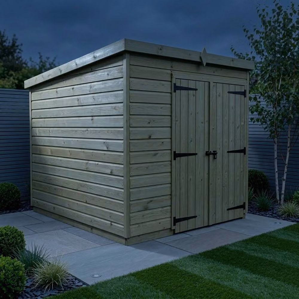 Buttercup Farm Brown Timber Pent Garden Shed with Double Doors and No Windows, W/D/H: 304.8 x 183.0 x 210.0 cm – 3