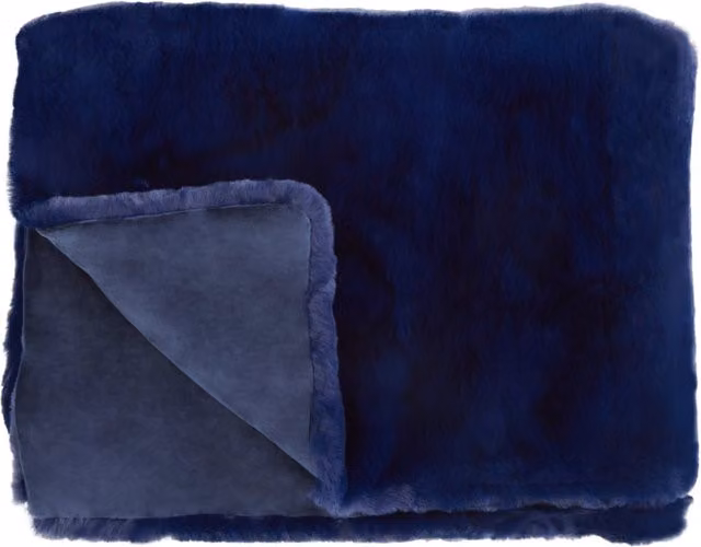 Bosie Lamina Navy Blue Fluffy Faux Fur Throw