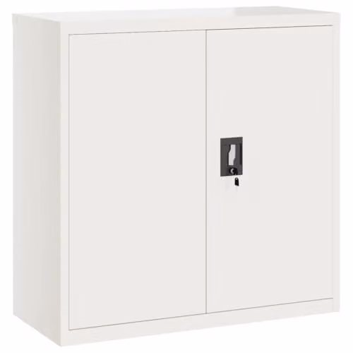 vidaXL Metal File Cabinet in White with Lock and Adjustable Shelves, W/D/H: 90 x 40 x 90 cm