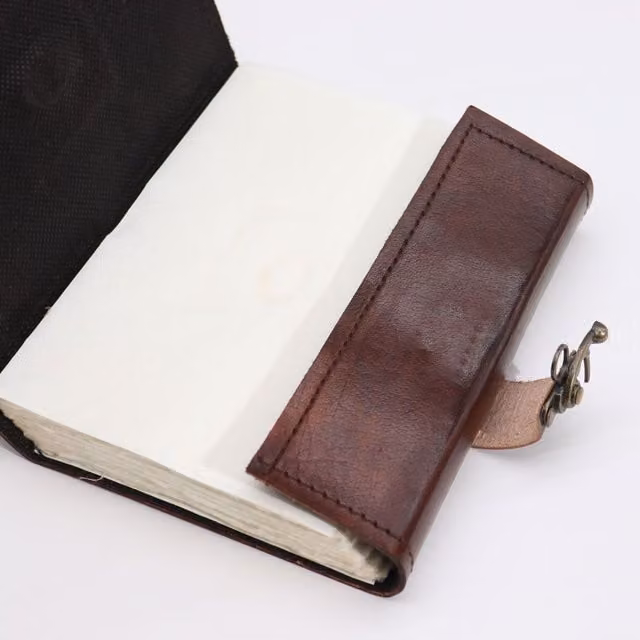 Black and Tan Evil Eye Faux Leather Journal with 160 Deckle Edge Pages in Brown