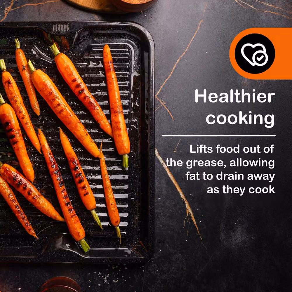 Wham SIZZLL Griddll Enamel Rectangular Oven Tray, Black, 39 cm – 5