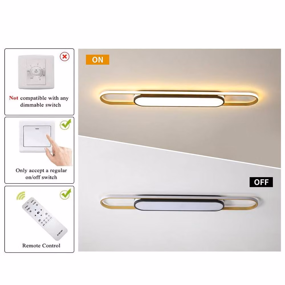 Garwarm Modern Gold Acrylic LED Flush Mount Ceiling Lamp with Remote Control and Dimmable Function – 3