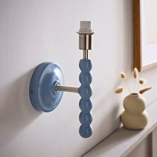ValueLights Pair of Modern Bobbin Style Wall Light Bases in Blue – 1