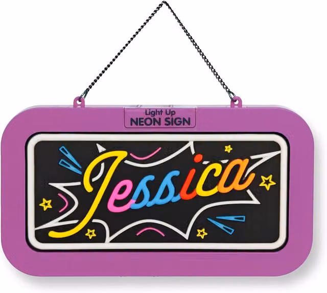 History & Heraldry Jessica Pre-personalised Pink LED Light-Up Neon Bedroom Sign
