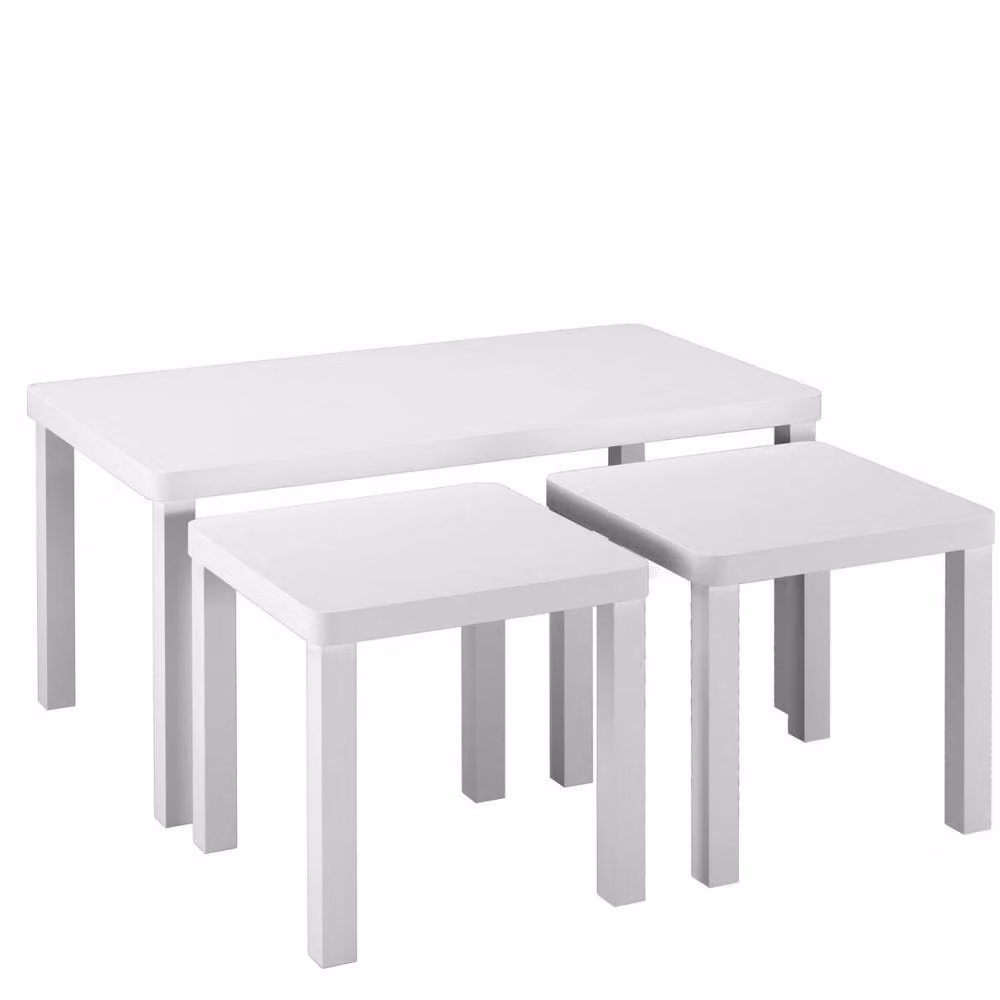 Kelvenix Set of 3 White Wooden Nesting Coffee and Side Tables – 3
