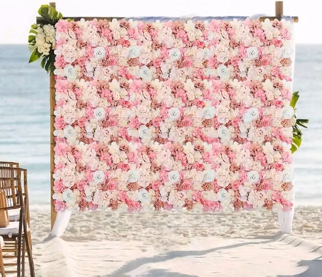 Garden Sanctuary Multicolour Artificial Rose Floral Wall Panel Backdrop – 1